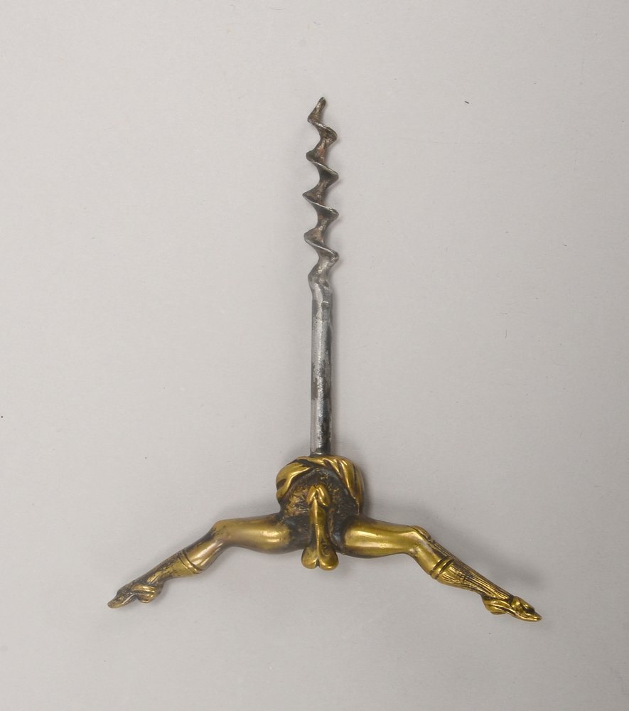 Korkenzieher (Ende 19. Jh.), Wiener(?) Bronze, 'Erot. Szene' - mit 2x Schauseiten