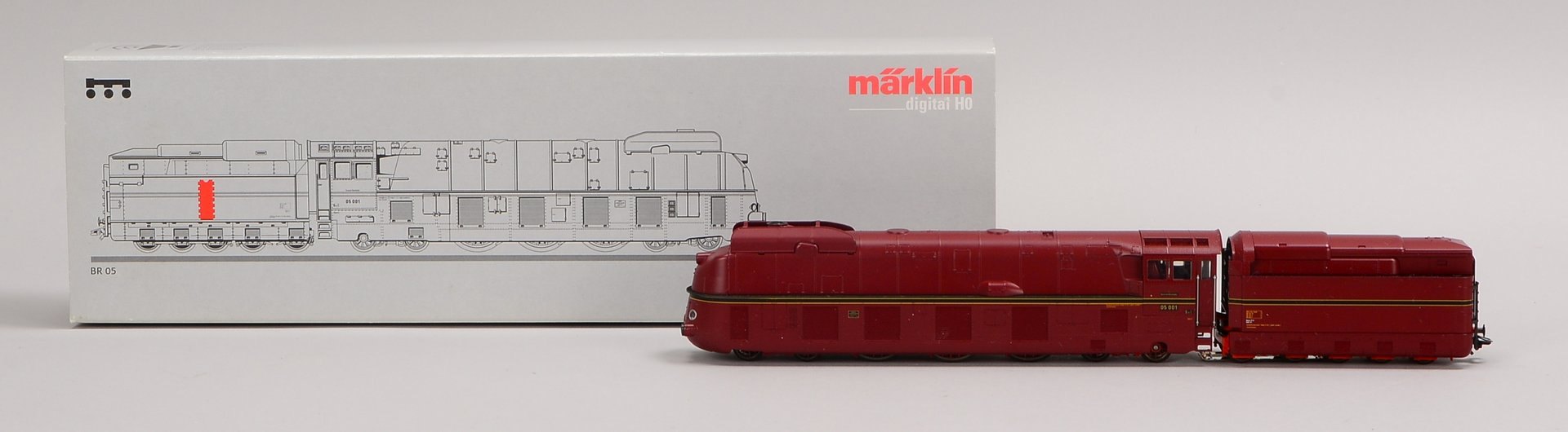 Märklin 'H0', 'Stromlinien-Dampflok 05001' der DRG, Nr. '37050', in OVP - wie neu