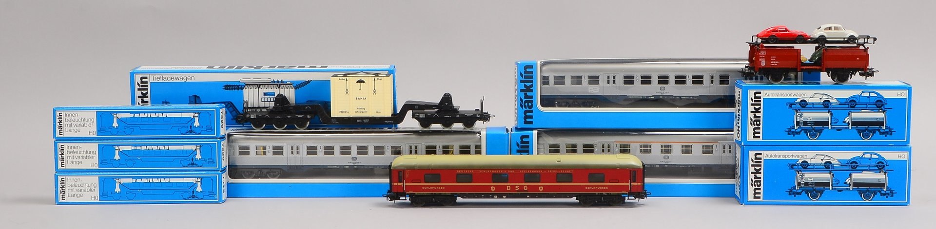 Märklin 'H0': div. Wagen ('4064', 4617', '4618', '4158'-'4169', 2x '4613', 3x '3729'), in OVP