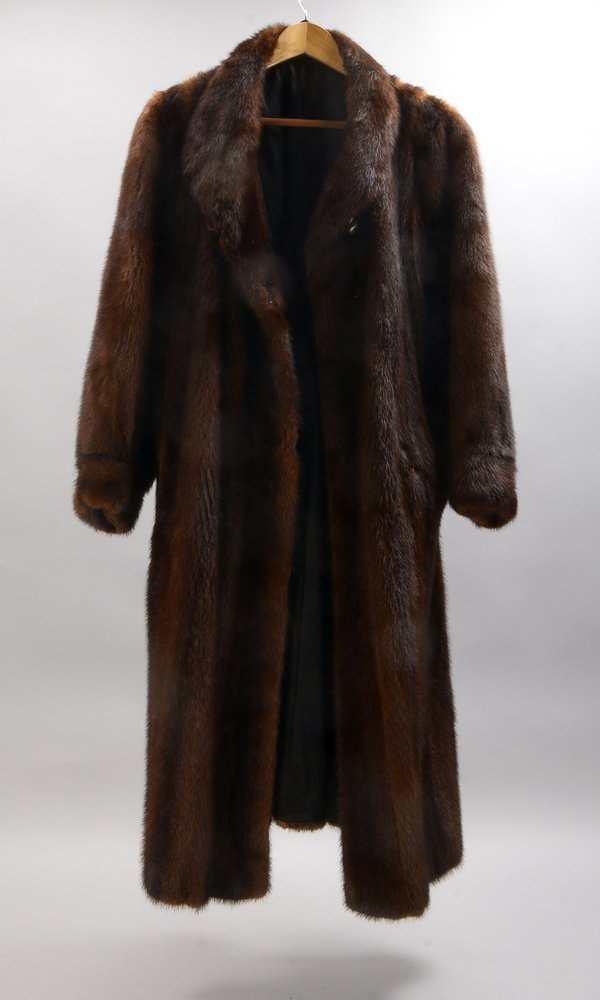 Damen-Pelzmantel, brauner Nerz, Größe ca. 40-42, mit passender Mütze