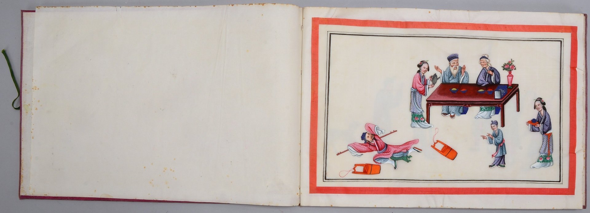 Album (China, um 1880/1900), 'Alltagsszenen', 12x feine Malereien auf Reispapier