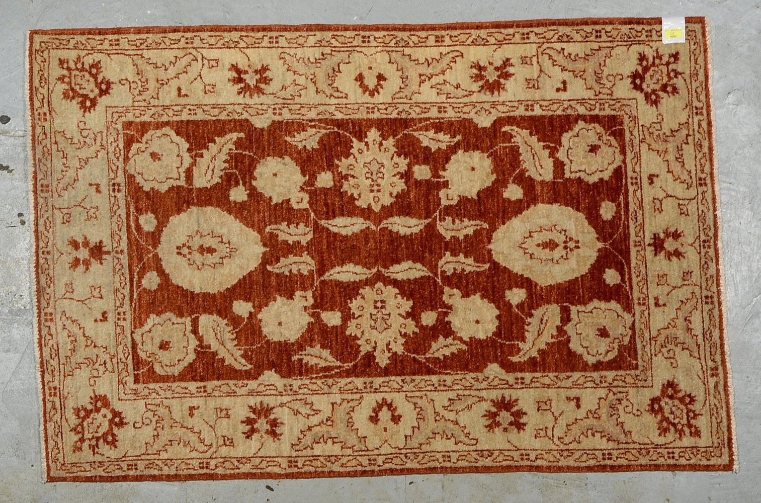 Ziegler-Orientbrücke, feste Kn., Pflanzenfarben, hellgrundig, Maße 151 x 100 cm