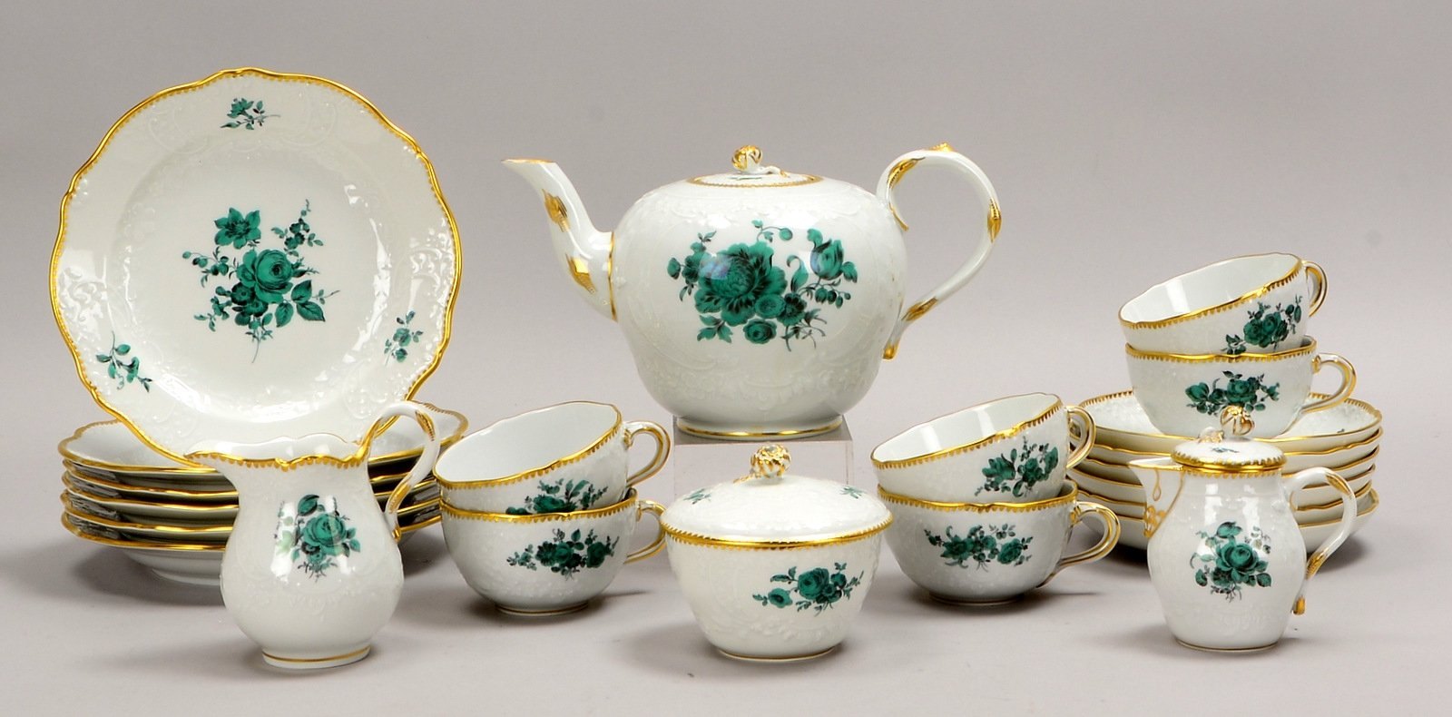 Meissen (I. Wahl), Teeservice, 'Neumarseille', Dekor 'Blumenbouquets', für 6 Pers., 22-tlg.