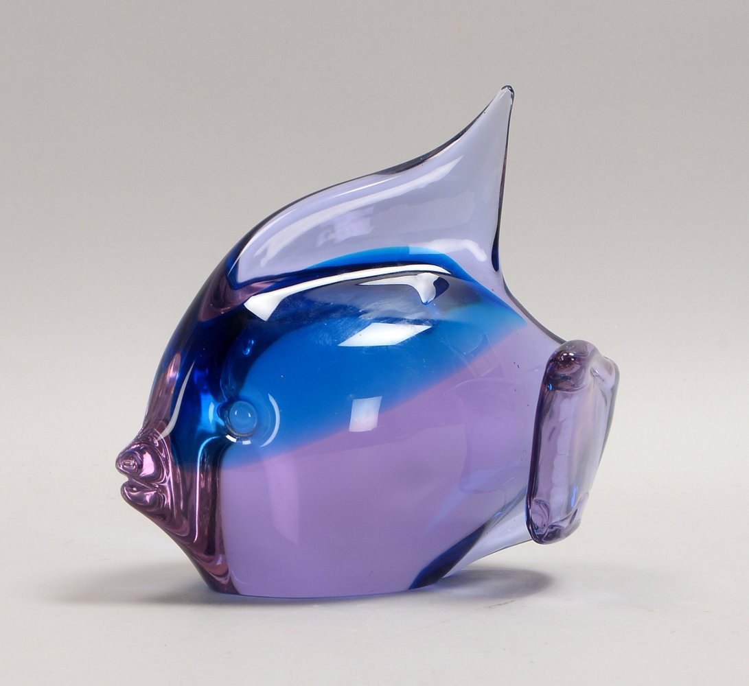 Gral-Glashütte/Dürnau, Murano-Glasskulptur, 'Fisch', Entw. L. Leguso, ritzsign.