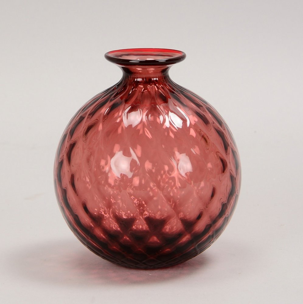 Venini, Tischvase, violettes Glas, in 'Monofiori Balloton'-Technik, OVP; Höhe 12 cm