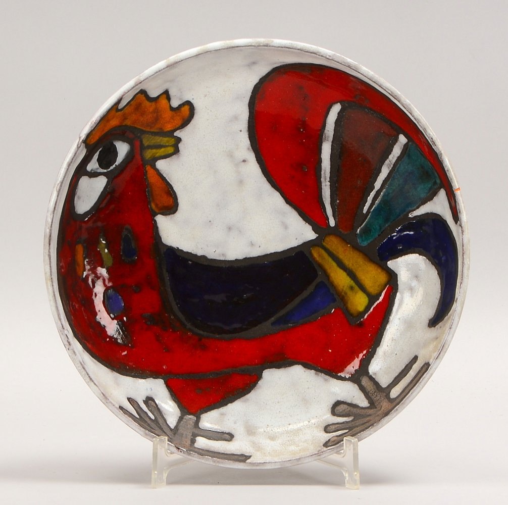 Weichberger, H., figürl. Kerzenhalter, 'Frauendarst.', 1-fl., Keramik farb. glas.; Höhe 27 cm
