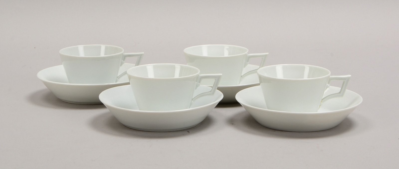 Meissen (Knaufzeit, 2-gestr.), 4x Kaffeetassen mit Untertassen, Weißporz.