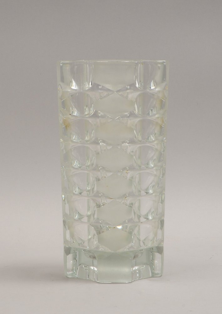Luminarc (1970er J.), Designer-Glasvase, schweres Kristallglas/part. beschl.