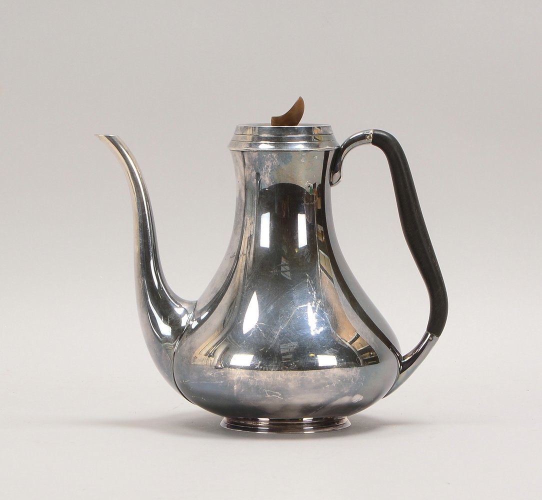 Kaffeekanne (Art déco - Svend Toxværd/DK), 925 Sterlings., Ebenholz-Griff; Gew. 604 g
