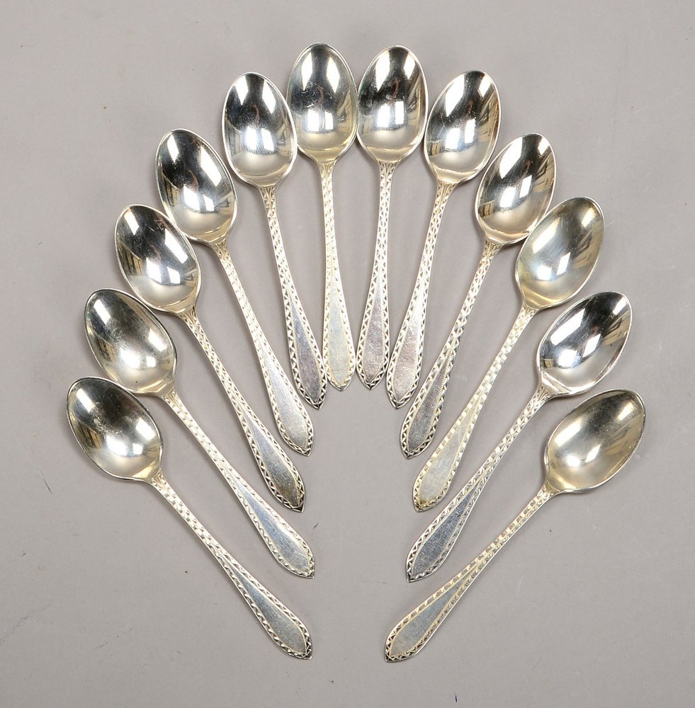 Satz Mokkalöffel/Zierlöffel (London), Sterlingsilber, 12 Stück; Gew. 80 g