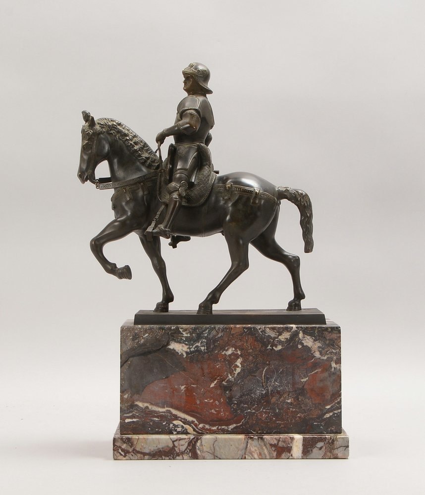 Bronzeskulptur, 'Venezio Monumento a Colleoni', auf Marmor-Postament; Höhe 55 cm