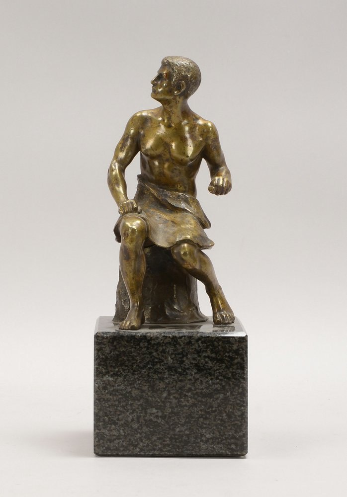 Wagner, Eugen, 'Sitzender Schmied', rücks. sign./ortsbez., auf Marmorsockel; Höhe 33 cm