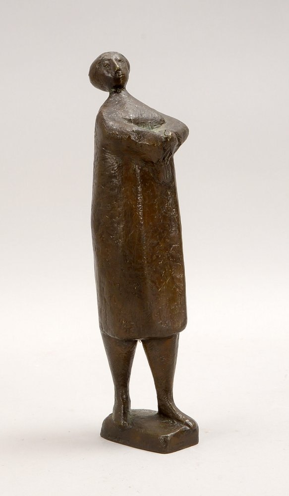 Engelin, Karl H., Bronzeskulptur, 'Stehende weibl. Figur', sign., ortsbez./dat. (19)'58'