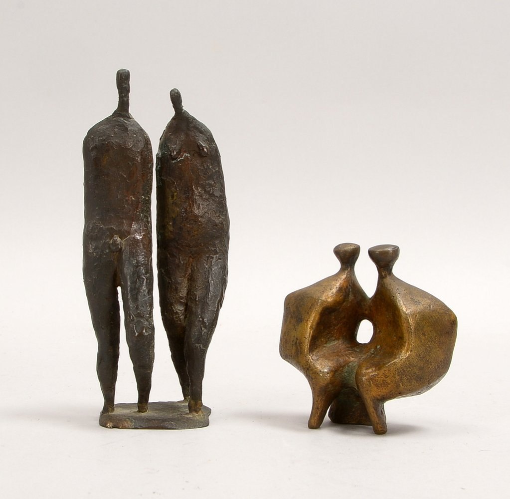 Engelin, Karl H., 2 kl. Bronzeskulpturen, 'Personenpaar', davon 1x sign., Guss 'Barth/Rinteln'
