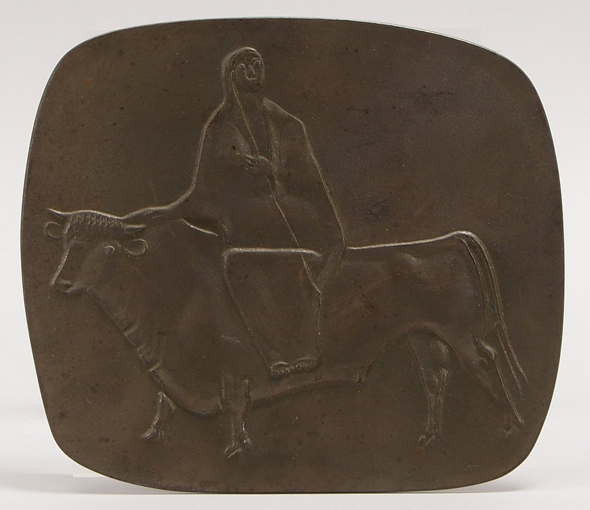Marcks, Gerhard, Bronze-Plakette, 'Europa auf dem Stier', sign., '1954/55', Guss 'Buderus'