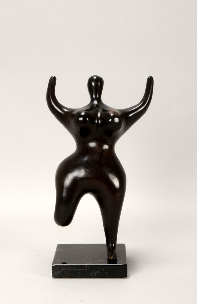 Bronzeskulptur, 'Ausladender weibl. Akt' - ähnlich 'Nana'-Figuren, unsign.; Höhe 32 cm