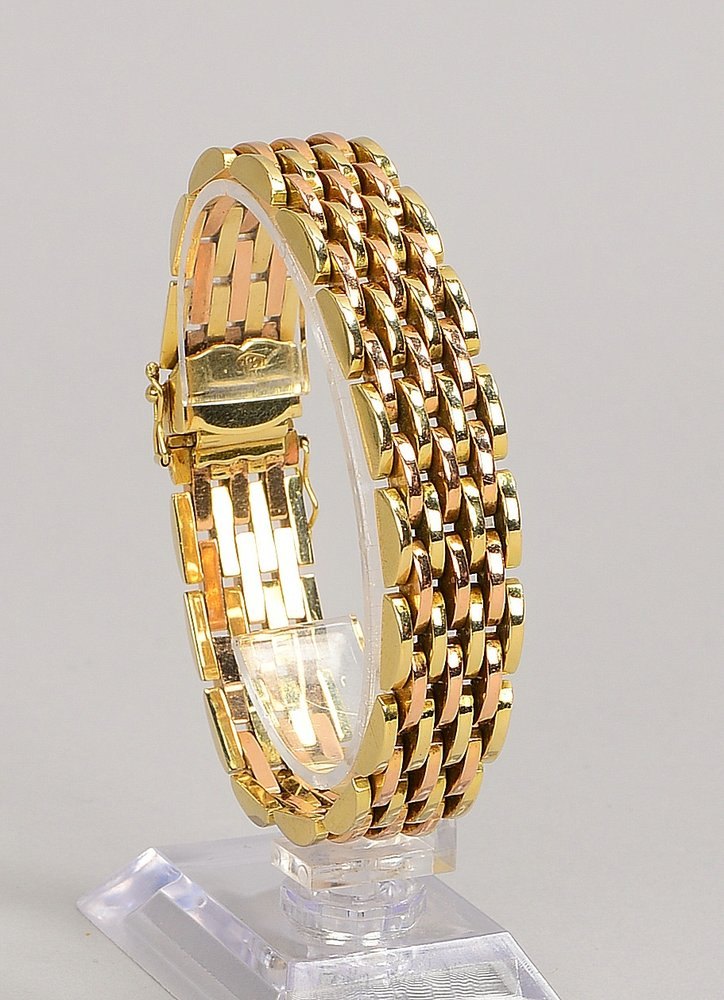 Armband, 585 GG/RG (gest.), Backstein-Muster, mit Steckschließe; Gew. 40,90 g