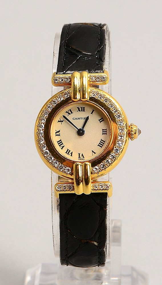 DAU Cartier 'Colisée', Quarz, 750 GG-Geh./Armb. mit 750 GG-Schließe, Diam.-Lünette