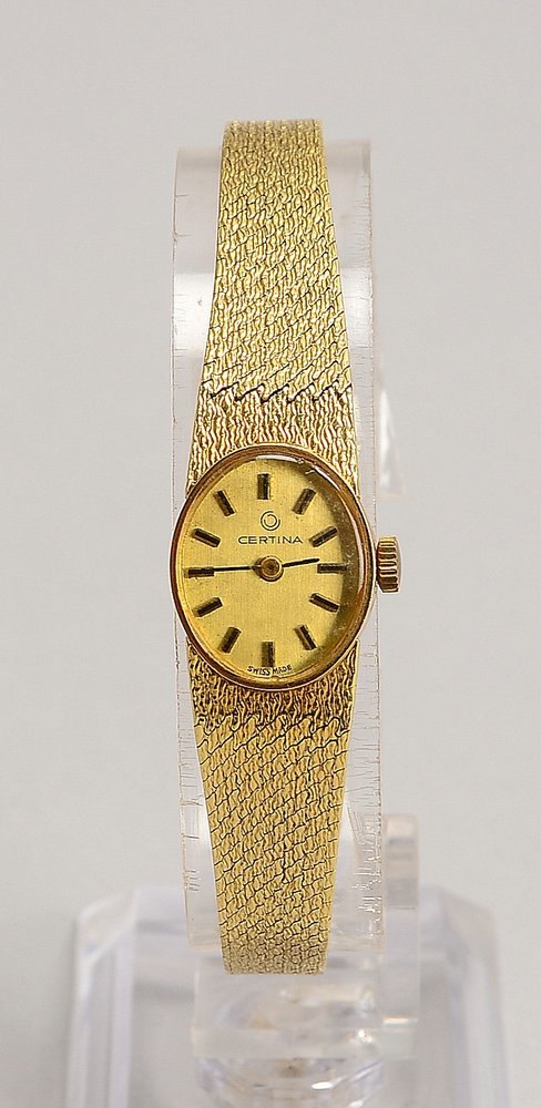 DAU Certina, Handaufzug, 585 GG-Gehäuse und Armband - läuft an; Gew. 27,50 g