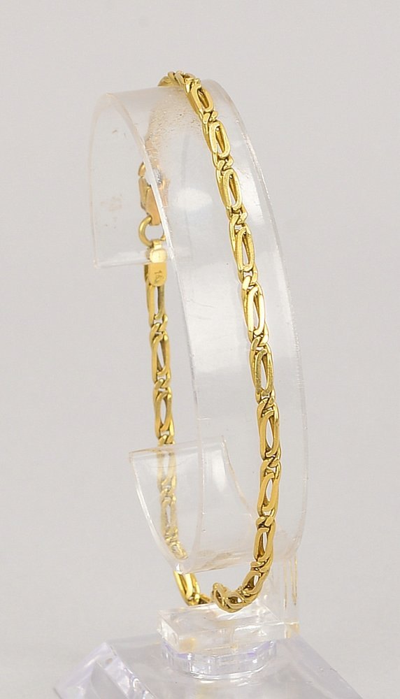 Armband, 585 GG (gest.), flache Glieder, mit Karabinerschließe; Länge 21 cm, Gew. 6,10 g