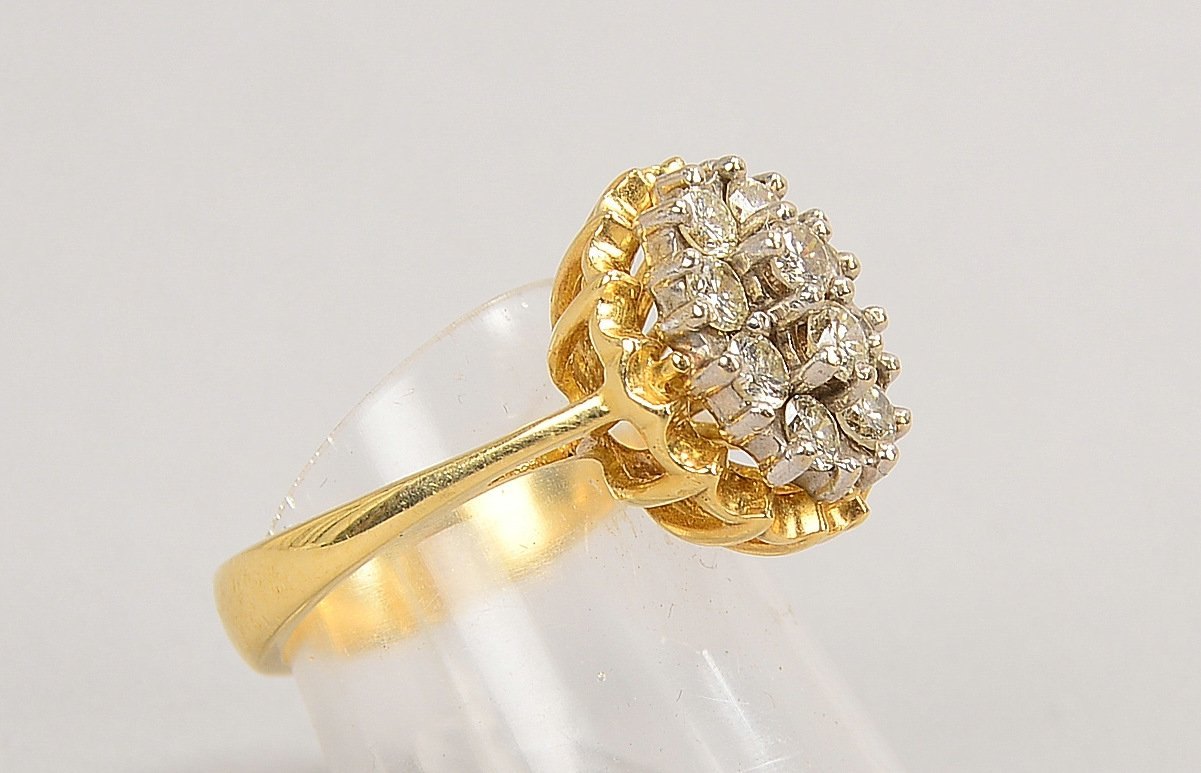Ring, 585 GG (gest.), mit 10x Brill./ca. 1,0 ct, 'G-H', 'Vsi'; RG 55, Gew. 7,50 g