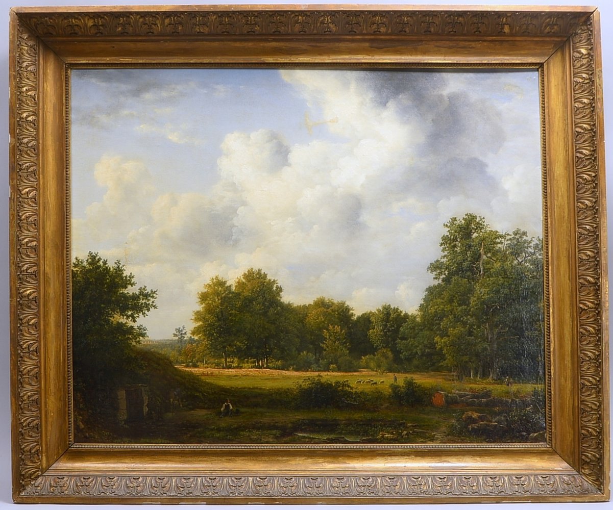 van Os, Georg J.J., '... Hirten und Schafe', Öl/Lw, sign.; Rahmenmaße 100 x 120 cm