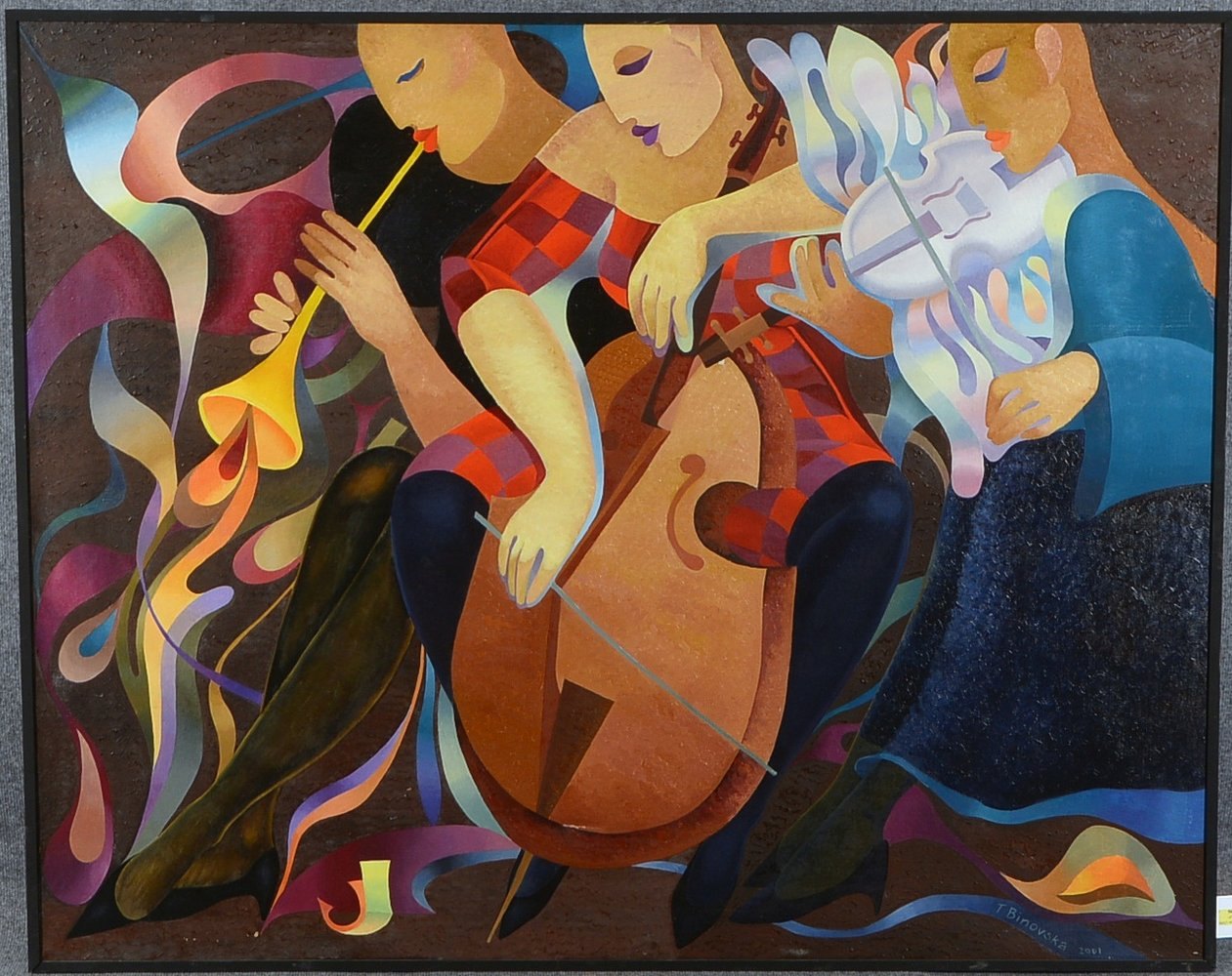 Binovska, Tatyana, 'Trio', Öl/Lw, 2-fach sign./dat. '2001'; Bildmaße 120 x 150 cm