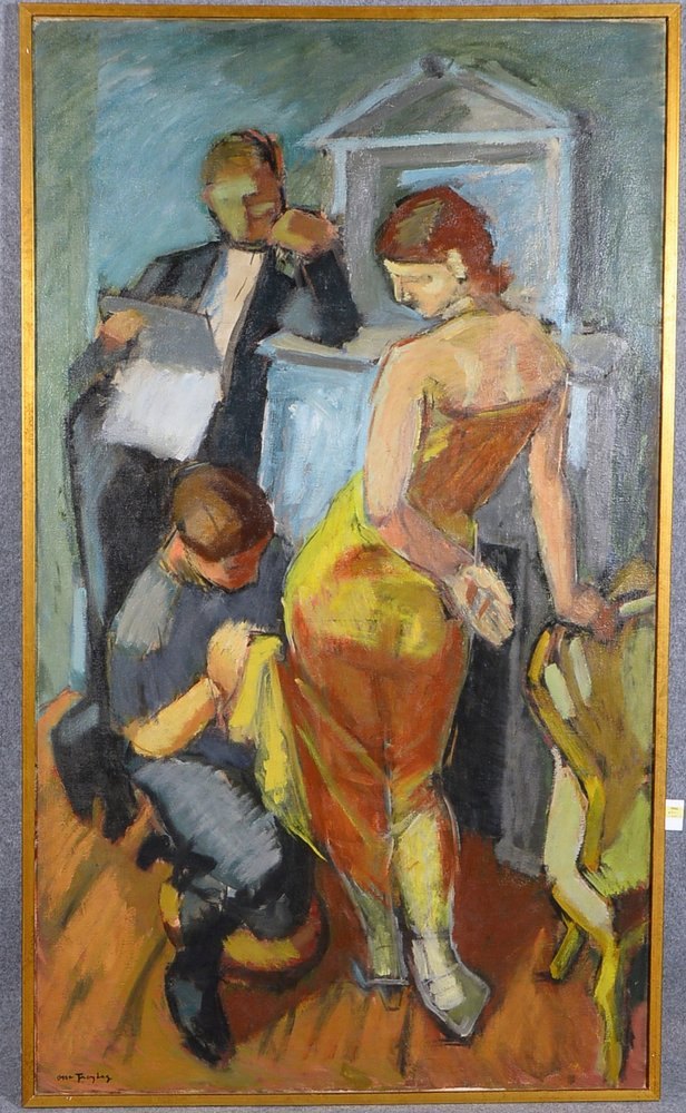 Freytag, Otto, 'Die Anprobe', Öl/Lw, unten links sign.; Rahmenmaße 194 x 115 cm