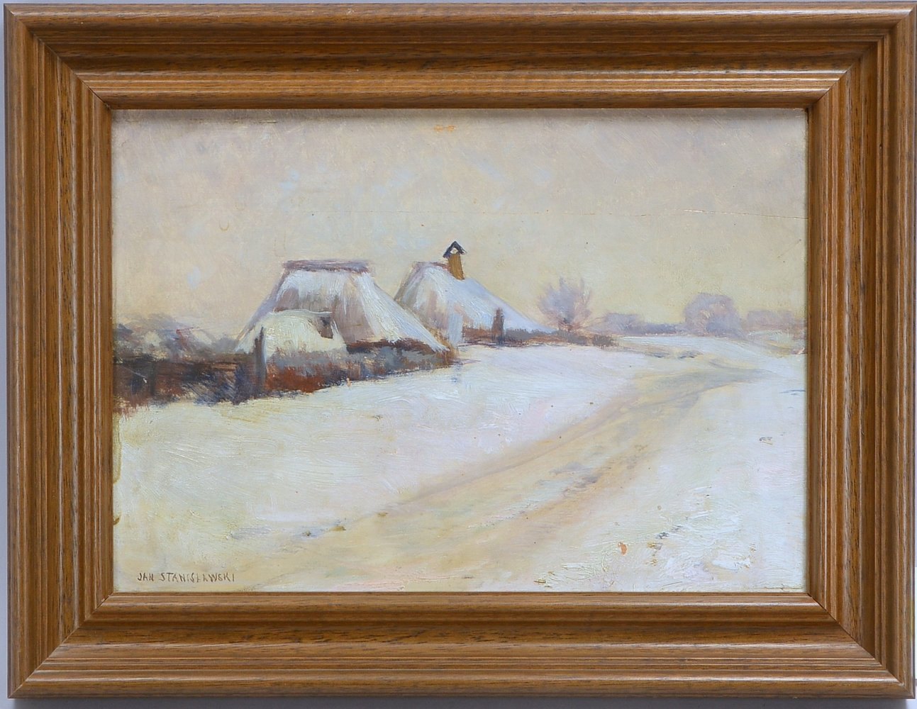 Stanislawski, Jan, 'Bauerngehöft im Winter', Öl/Platte, sign.; Rahmenmaße 34 x 44 cm