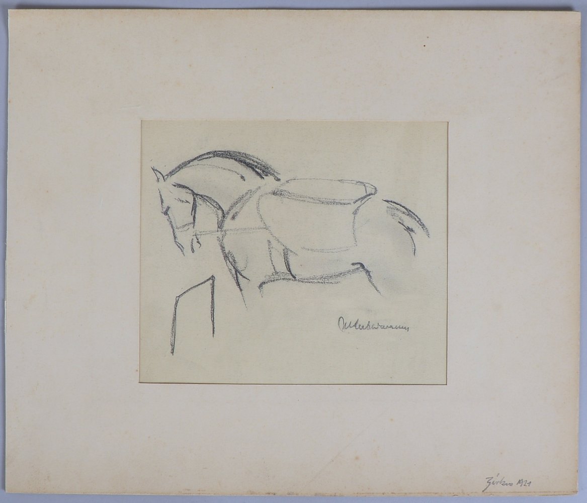 Liebermann, Max, 'Zirkuspferd', Bleistiftstudie, sign./dat., hinter Glas; Maße 24 x 20 cm