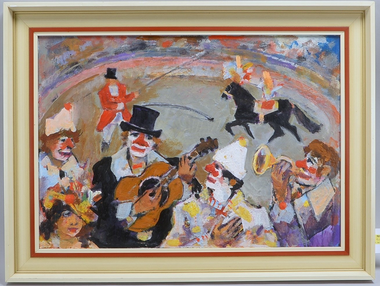 Huth, W.R., 'Zirkus', Öl/Hf, verso bet., monogr./dat. (19)'55'; Rahmenmaße 60 x 80 cm