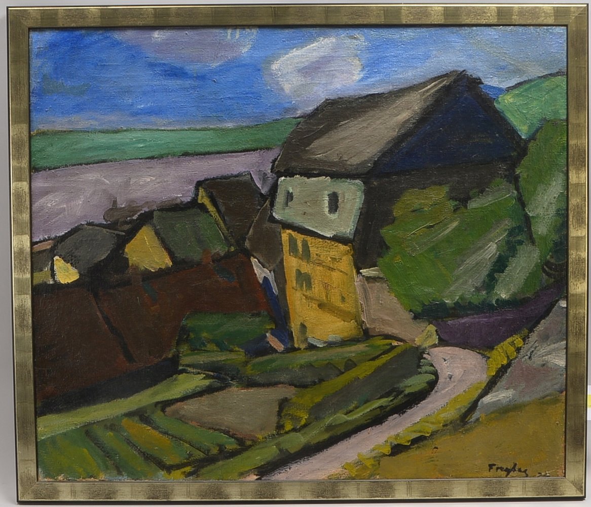 Freytag, Otto, 'Fahr am Rhein', Öl/Lw, unten re. sign., verso bez.; Rahmenmaße 77 x 90 cm