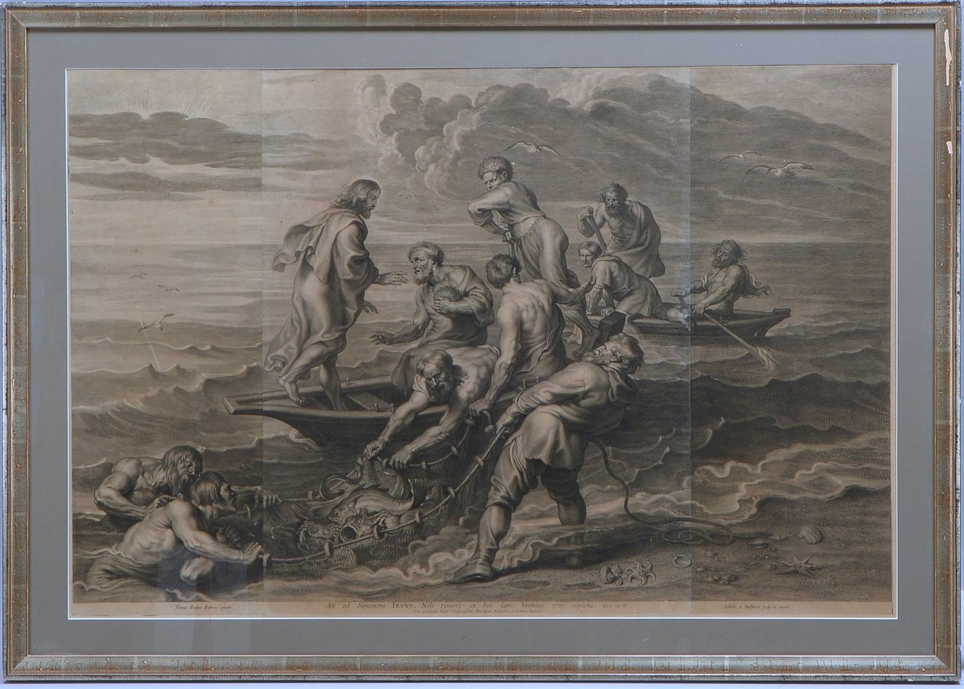 Bolswert, S.A. (nach Rubens), 'Der wundersame Fischzug', Kupferstich/3 Platten, ger.