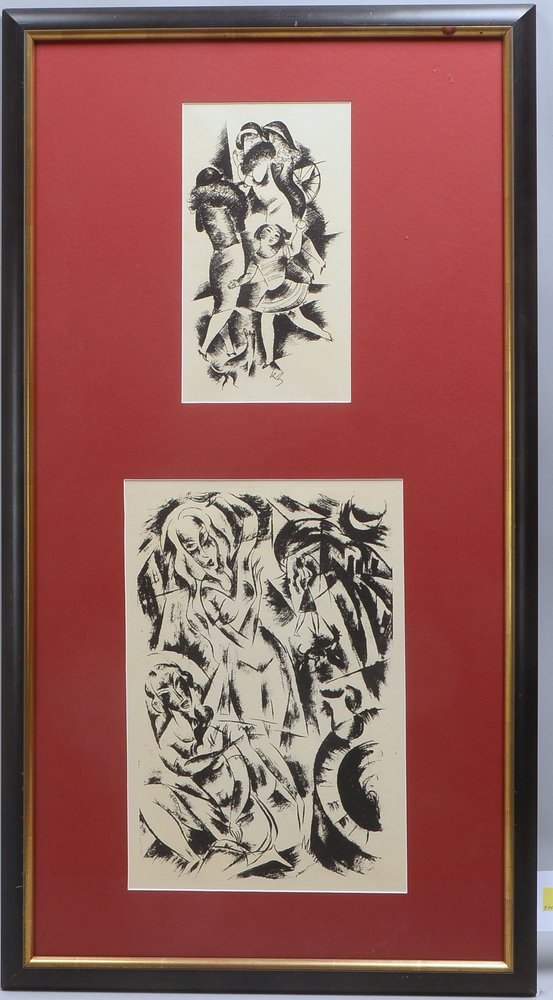 Ziegler, R., lithogr. 'Frauendarst.', 2x Opaldrucke, hinter Glas; Rahmenmaße 88,5 x 48,5 cm