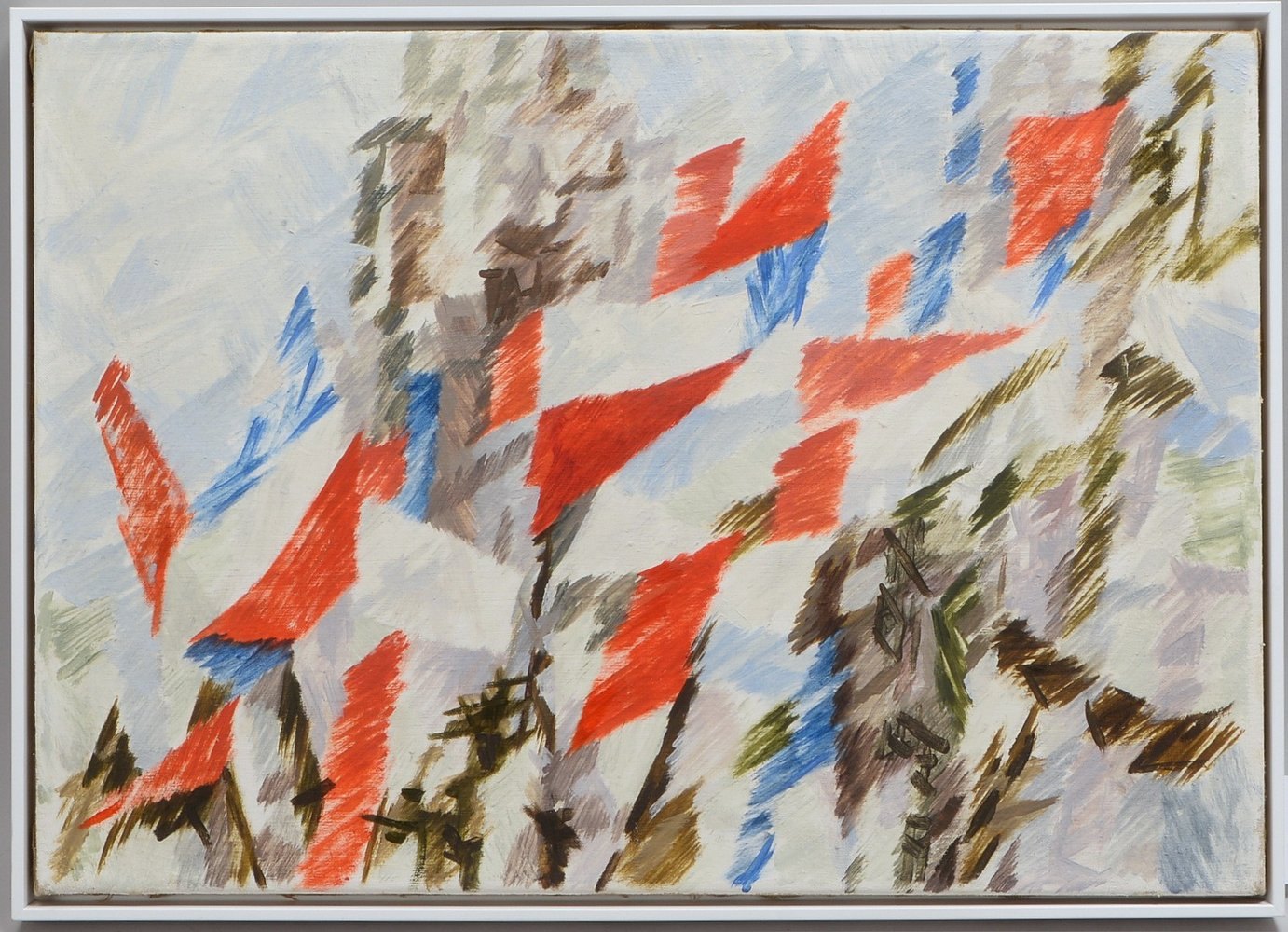 Monogrammist, 'Fahnenzug', Öl/Lw, verso monogr./datiert '1969'; Maße 43 x 61 cm