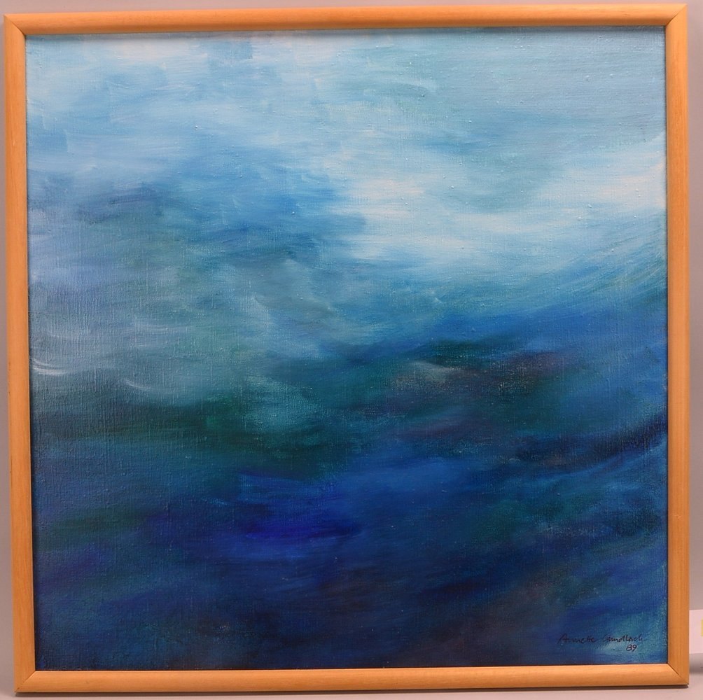 Gundlach, Annette, 'Kompos. in Blau', Öl/Lw, sign./dat.; Rahmenmaße 84 x 84 cm