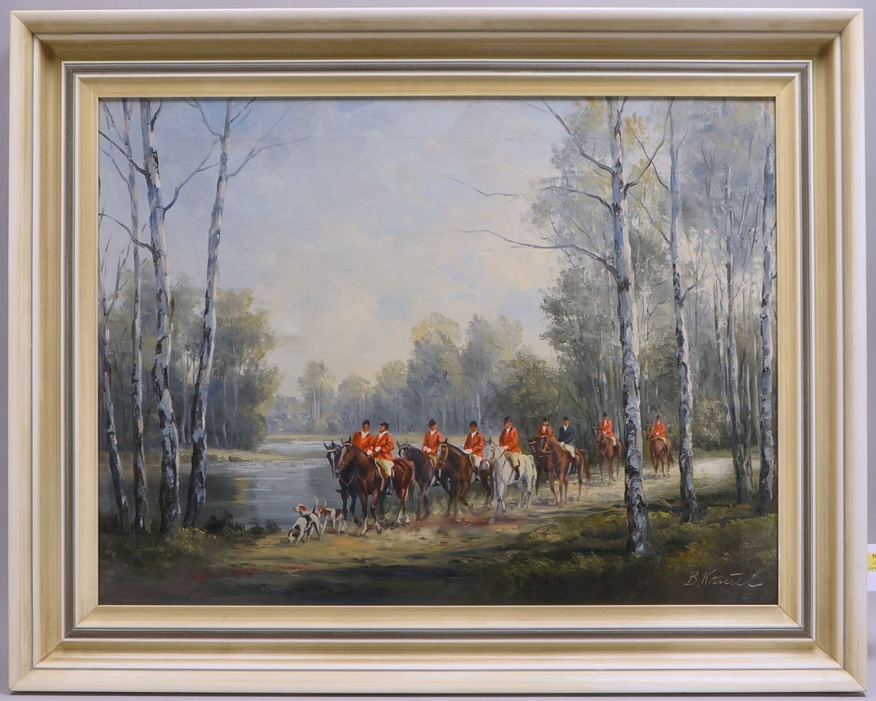 Krauel, Bruno, 'Parforcejagd', Öl/Lw, sign./bet.; Rahmenmaße 77,5 x 97,5 cm