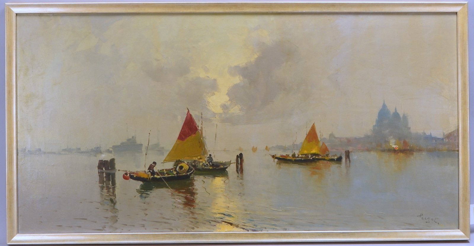 Pergal, Franco, 'Vor Venedig', Öl/Lw, unten re. sign.; Rahmenmaße 65 x 125 cm