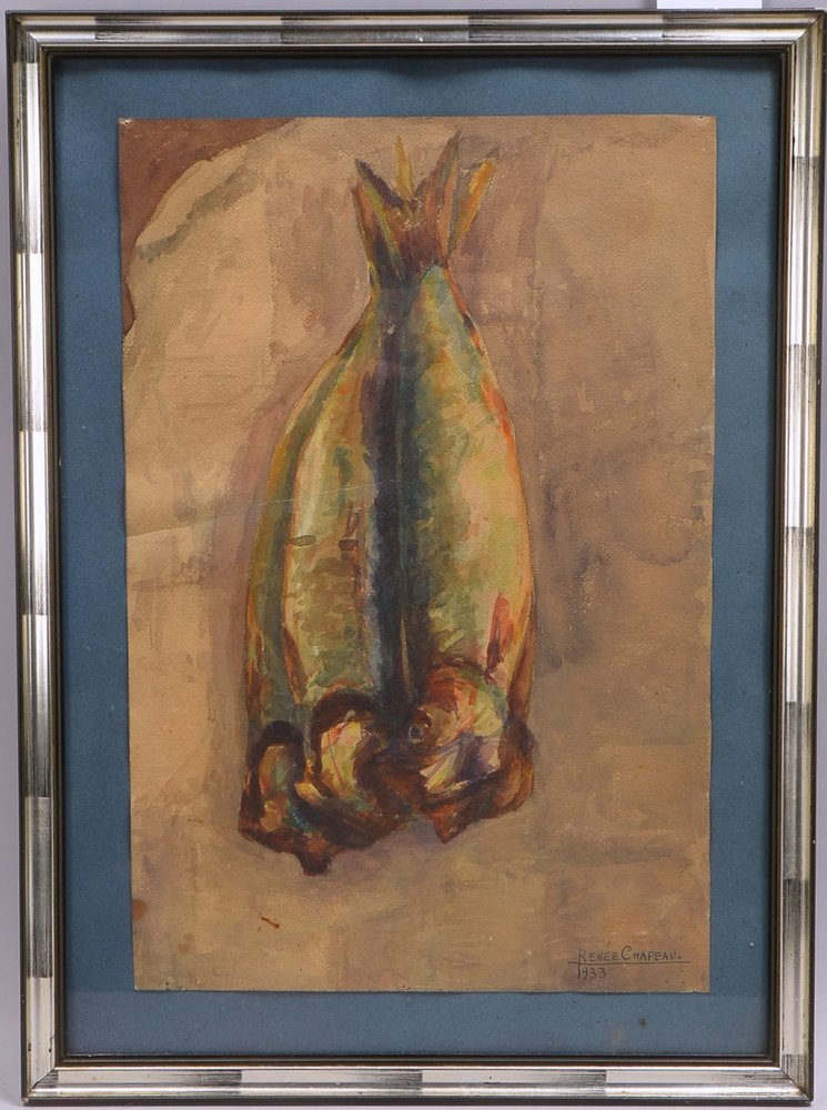 Chapeau, Renée, 'Makrelen', Aquarell, unten re. sign./dat. '1933', hinter Glas ger.