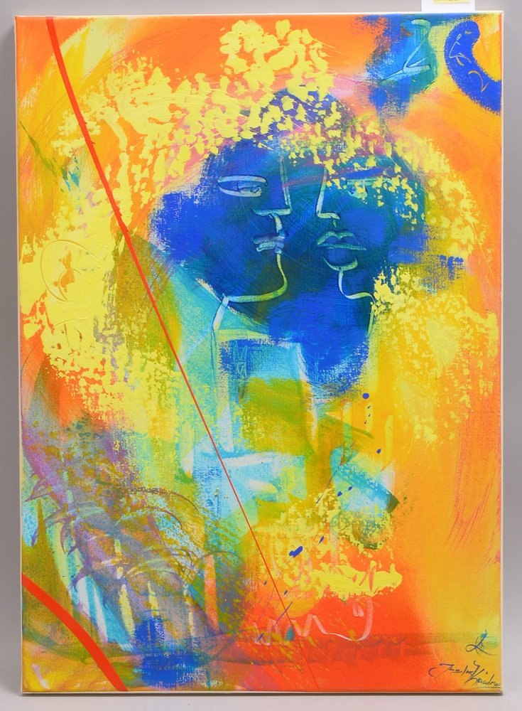 Kreienborg, Ingelore, 'Flirt', Acryl auf Leinwand, unten re. sign.; Maße 70 x 50 cm