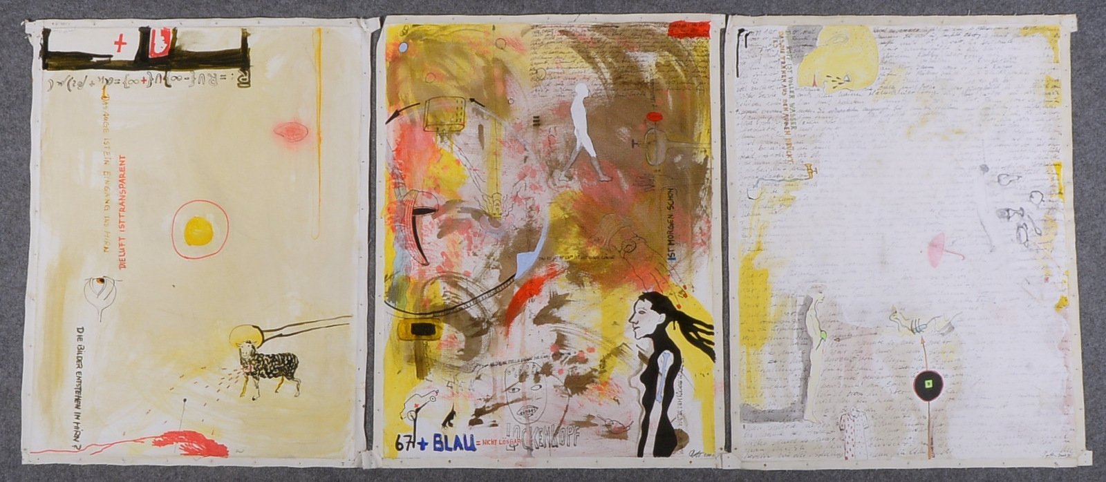 Dott, Sergej A., 3x Zeichnungen/Acryl auf Leinwand, sign.; Maße 60 x 80 cm