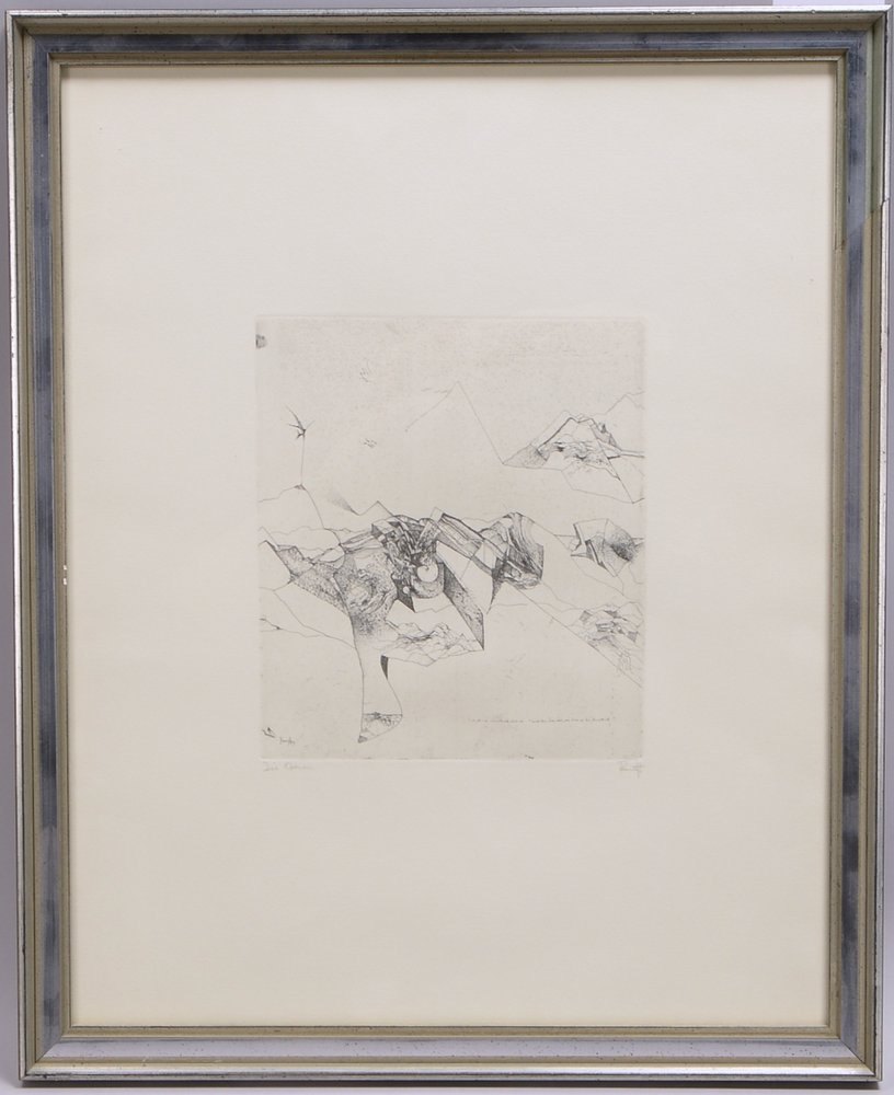Ranft, Thomas, 'Die Ebenen', Radierung, sign./bet., hinter Glas; Rahmenmaße 53,5 x 43,5 cm