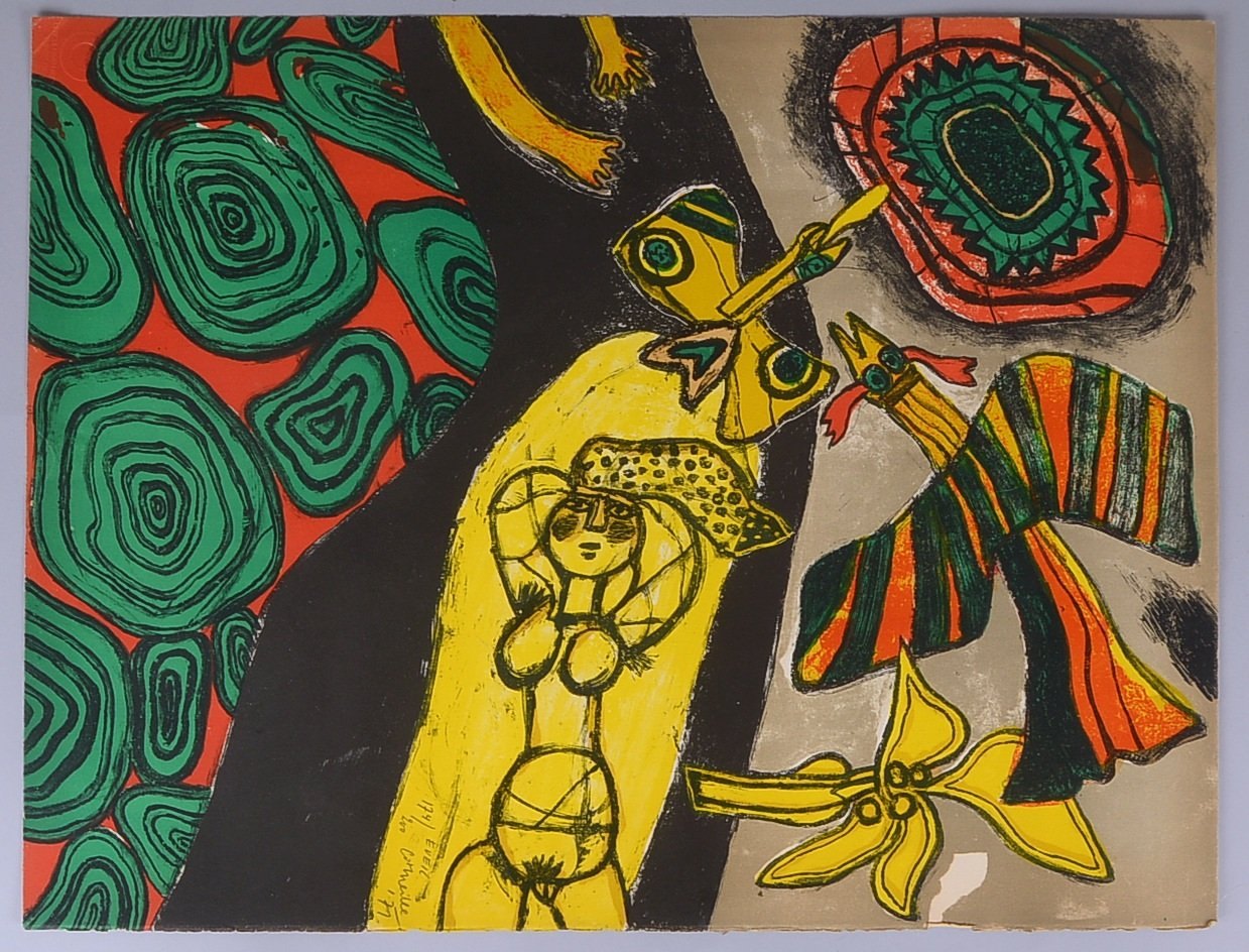 Corneille, 'Eveil', Farblithogr./Karton, numm., bleisign./dat. '1971', mit Prägestempel