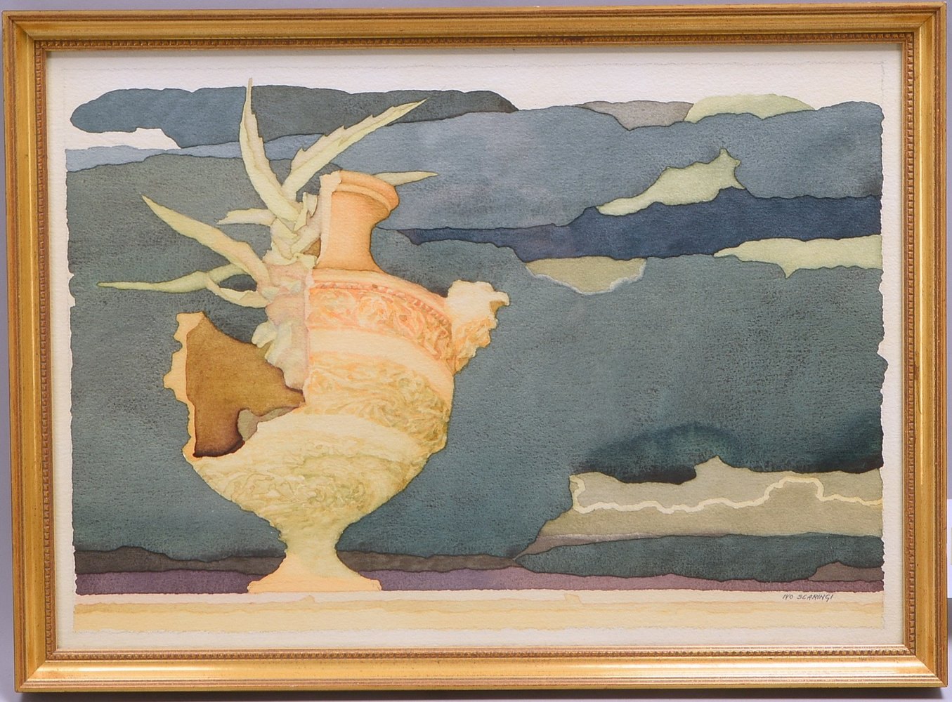 Scaringi, Ivo, 'La tempesta', aquarell. Zeichn., sign., hinter Glas; Rahmenmaße 37,5 x 51,5 cm