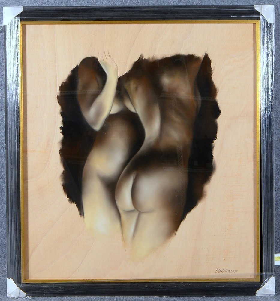 Gasser, Daniel, 'Weibl. Akt', Pastell/Holz, 2-fach sign./dat. '2001', hinter Glas