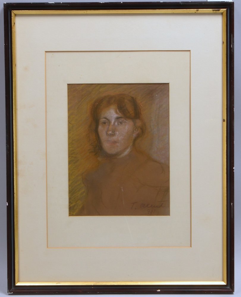 Axentowicz, T. (zugeschr.), 'Frauenbildnis', Zeichnung, sign., numm./dat.(?), hinter Glas ger.