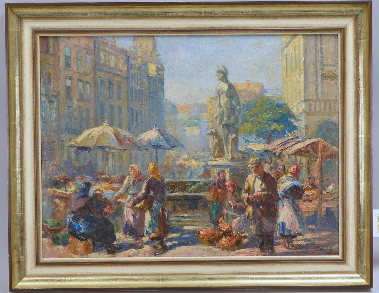 Gemälde, 'Marktszene', Öl/Lw, unten rechts signiert; Maße 56 x 71 cm