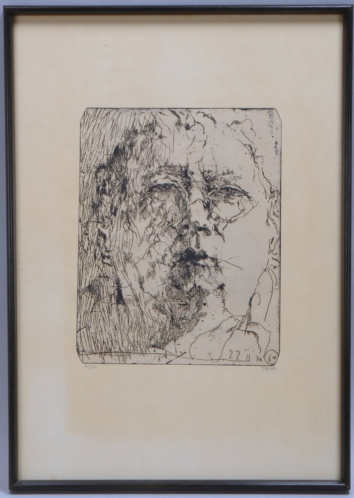 Janssen, Horst, 'Selbstportrait', Radierung, '7/22', sign./dat. '1970'; Maße 29,2 x 23,5 cm