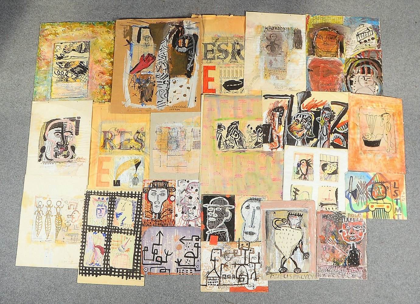 Cisowski, A., Künstlermappe, 19x Gouachen/Mischtechn., versch. Themen, sign., unger.