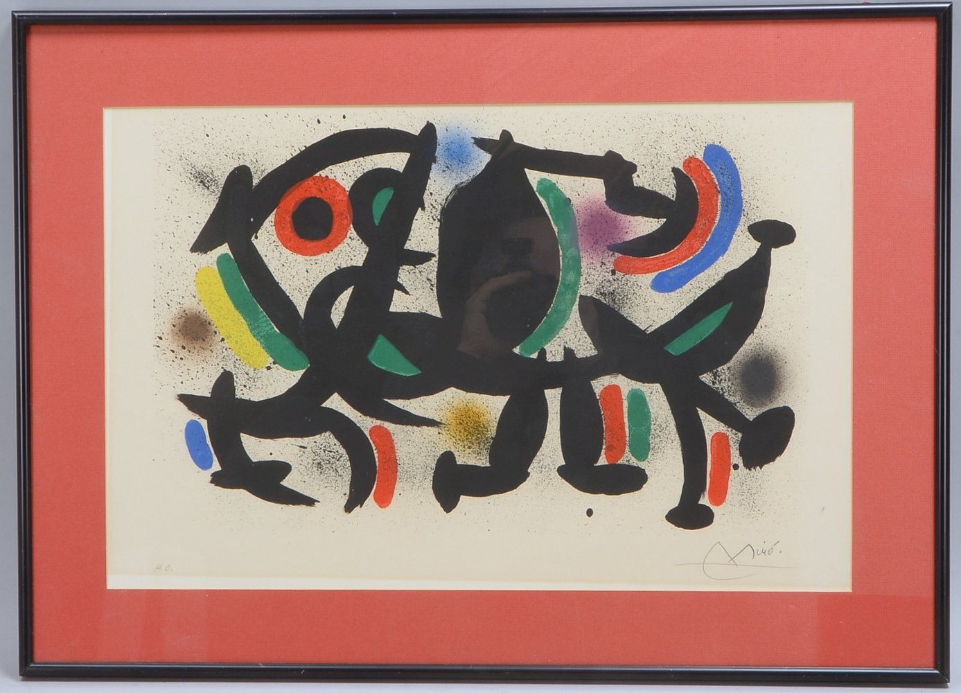 Miró, Joan, 'Abstrakt - O.T.', Farblithogr., 'H.C.', bleisign., unter PP; Rahmenmaße 51 x 71 cm